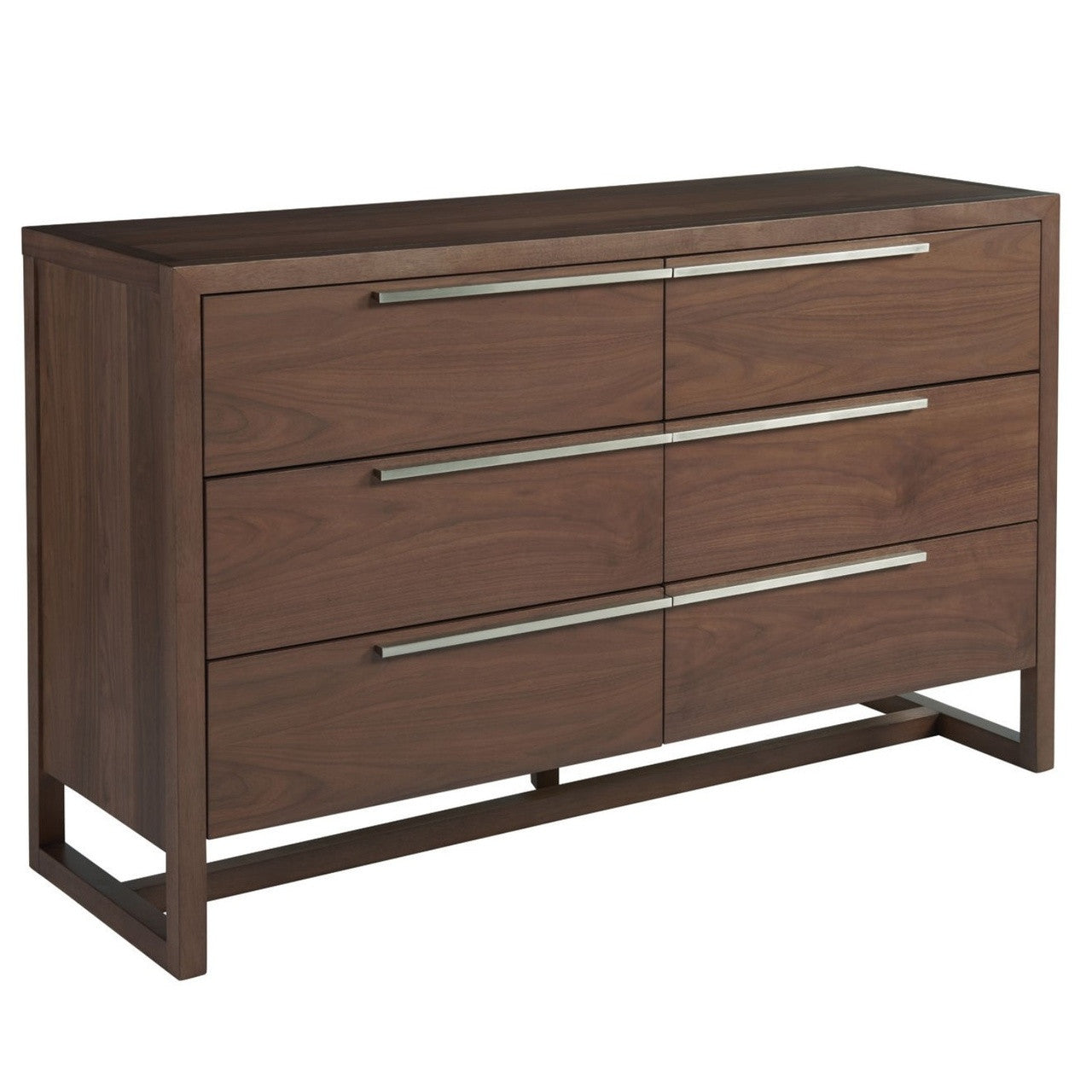 Urban Modern Walnut 6 Drawers Dresser 58"