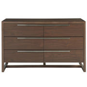 Urban Modern Walnut 6 Drawers Dresser 58"
