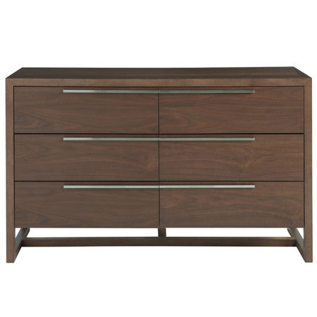 Urban Modern Walnut 6 Drawers Dresser 58"
