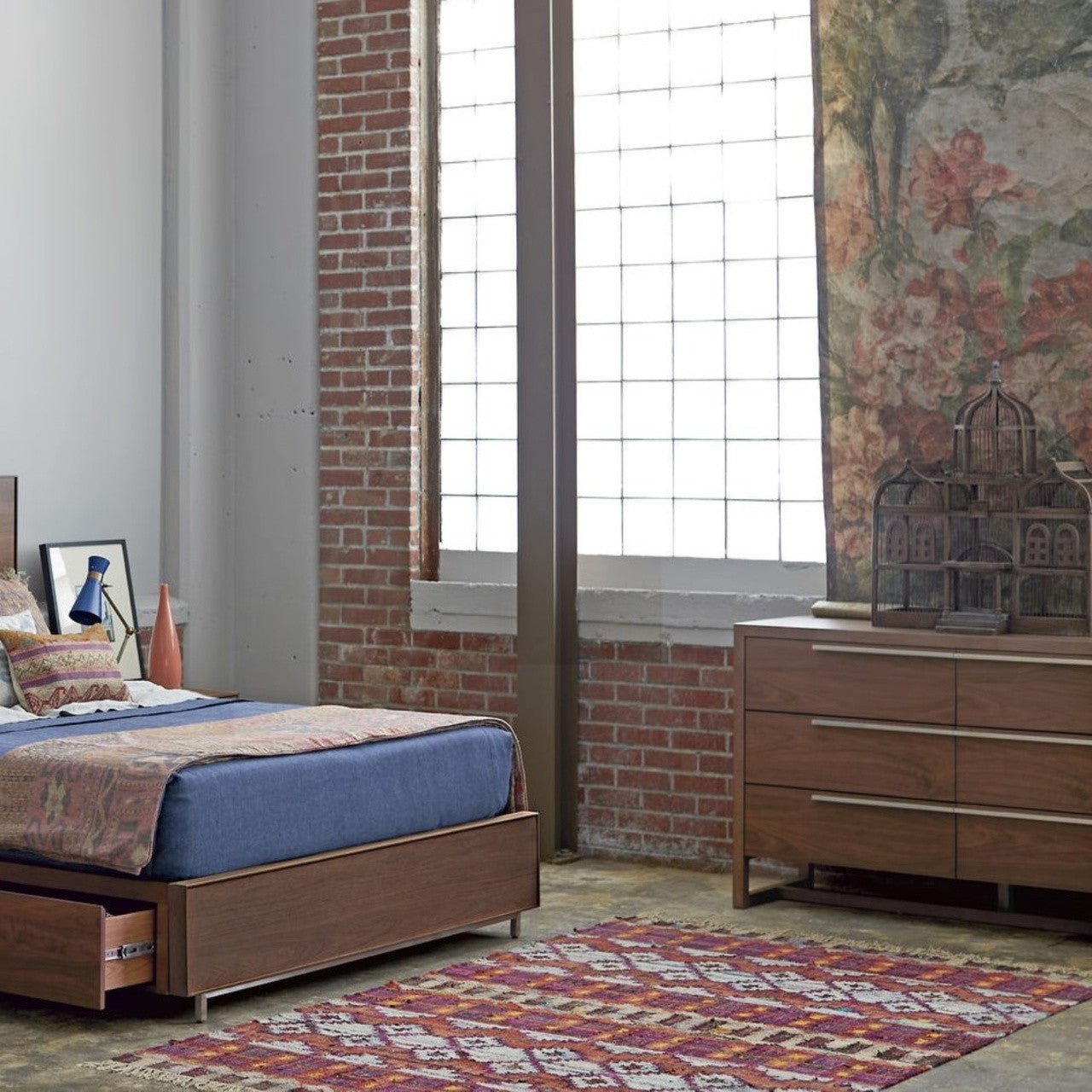 Urban Modern Walnut 6 Drawers Dresser 58"