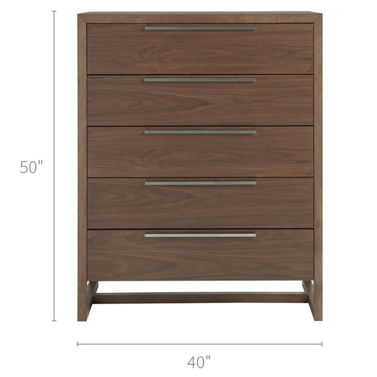 Urban Modern Walnut 5 Drawers Tall Chest 40"
