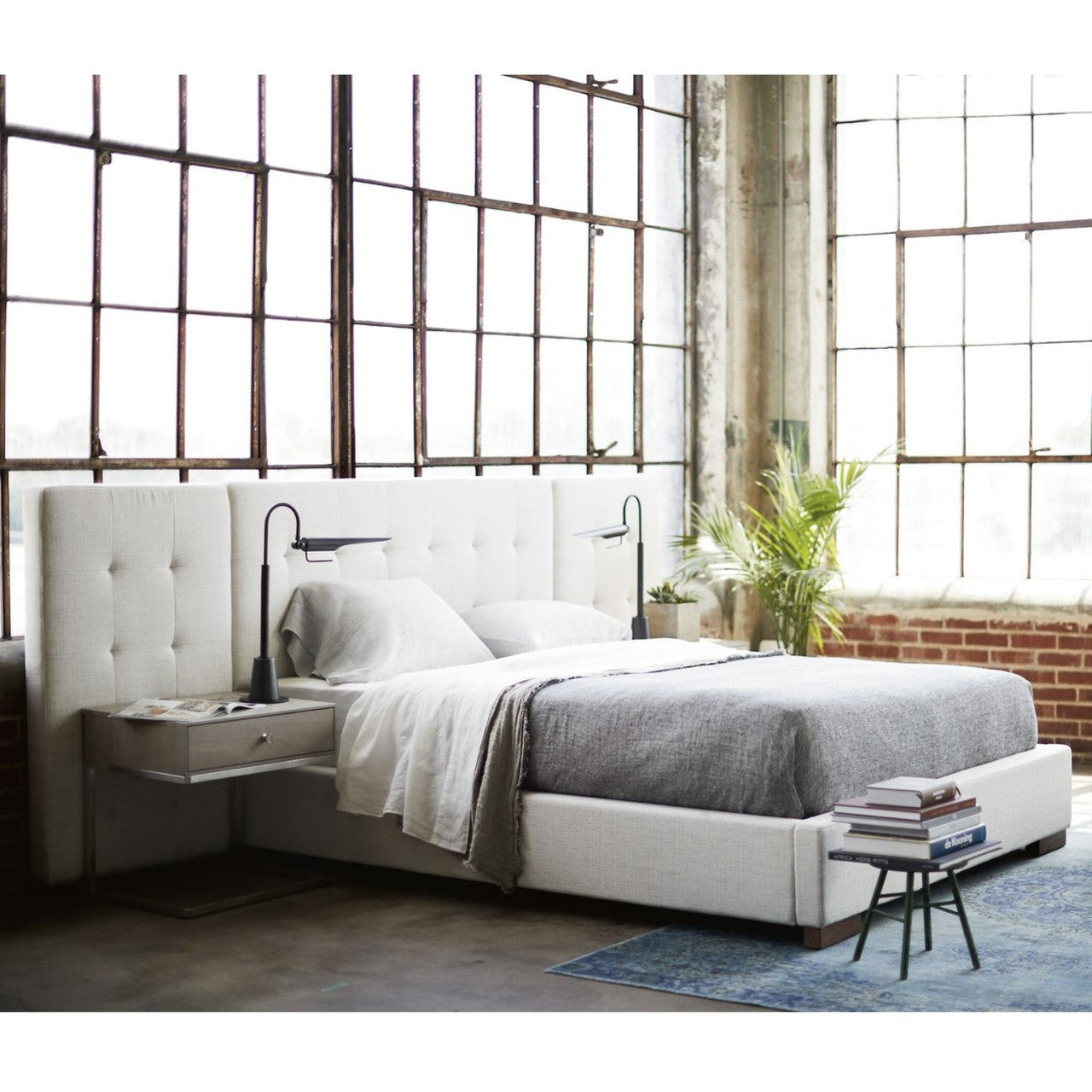 Brooklyn Extended Panel Box-Tufted Queen Upholstered Bed Frame