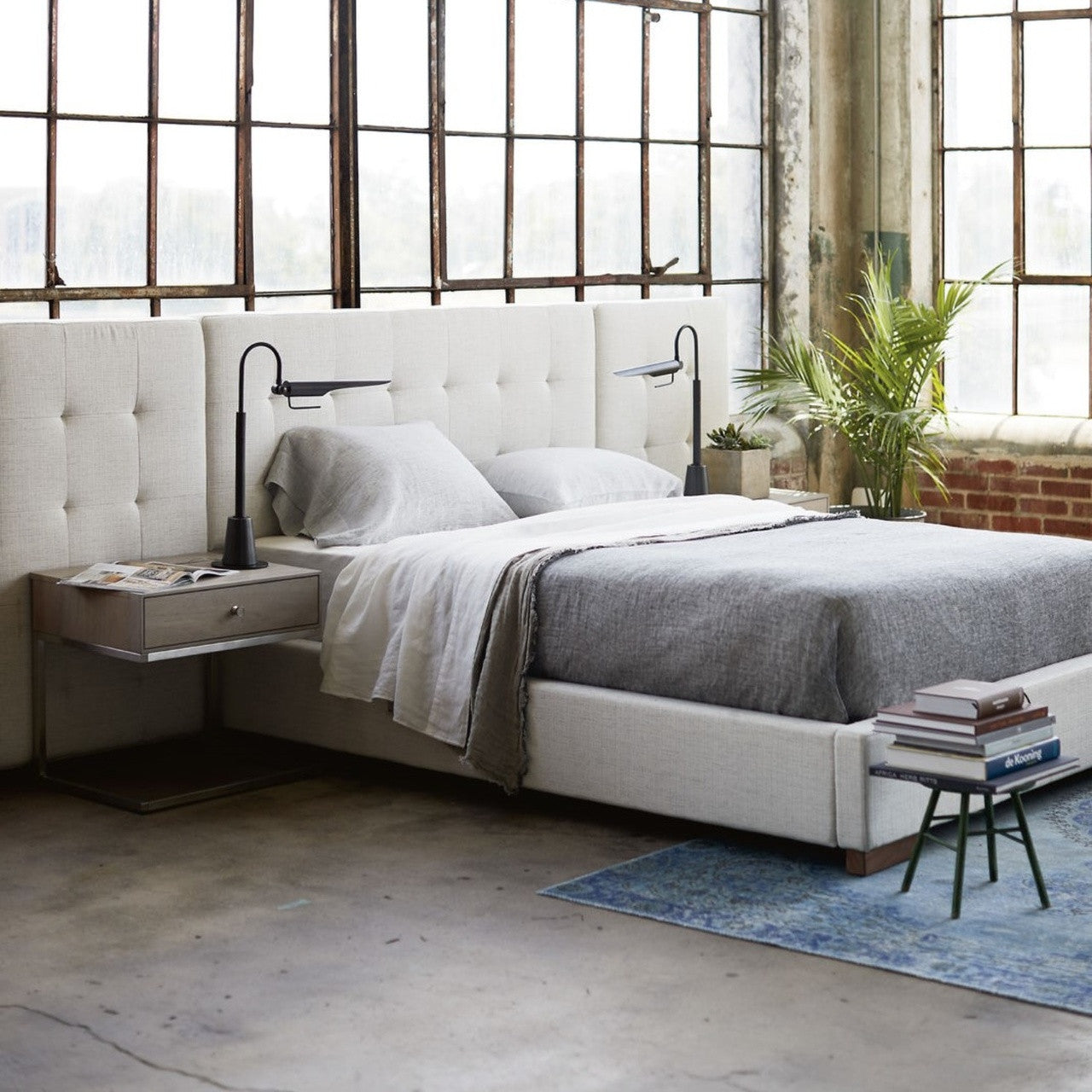 Brooklyn Extended Panel Box-Tufted King Upholstered Bed Frame