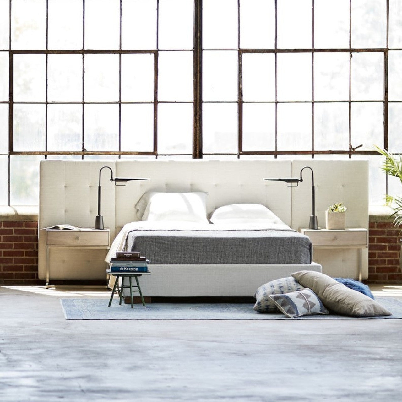 Brooklyn Extended Panel Box-Tufted King Upholstered Bed Frame