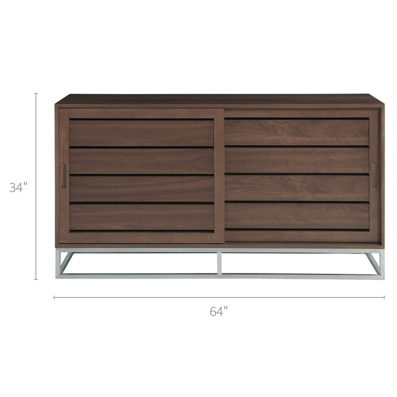Urban Modern Walnut Sliding Door Media TV Stand