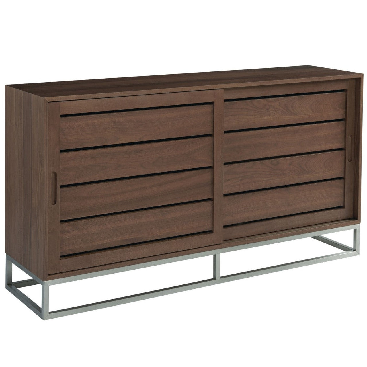 Urban Modern Walnut Sliding Door Media Stand