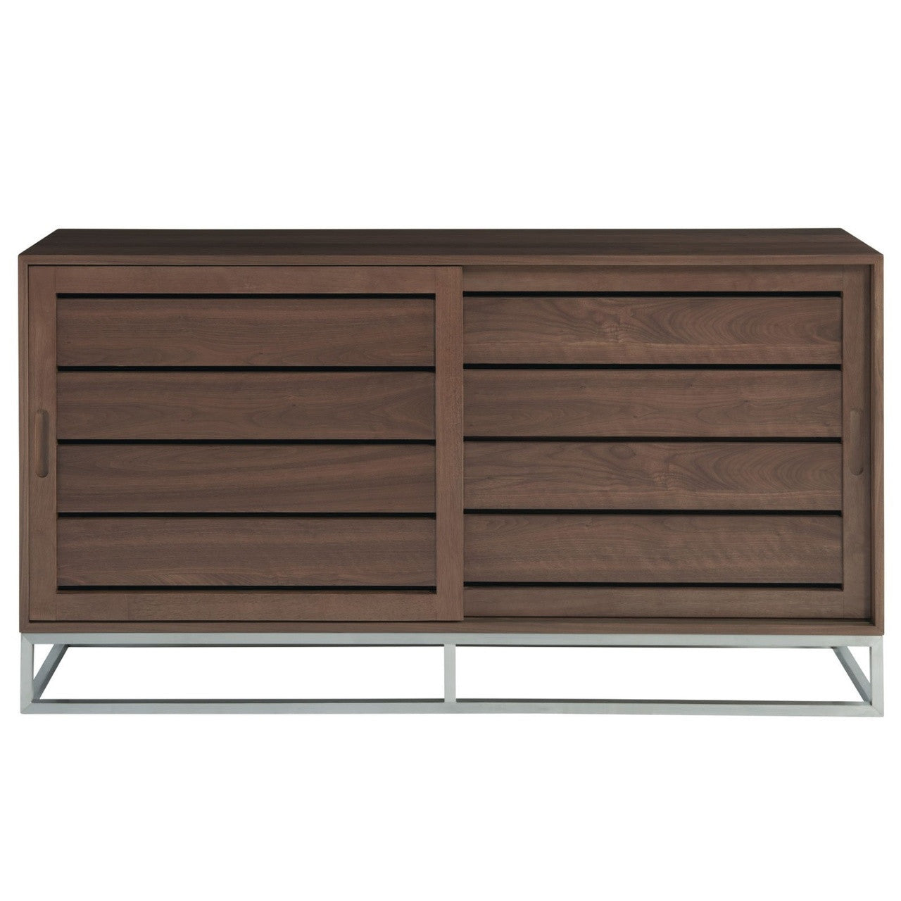 Urban Modern Walnut Sliding Door Media Cabinet 64"