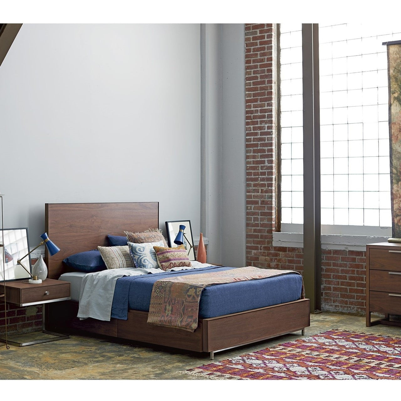 Urban Modern Walnut King Bed Frame