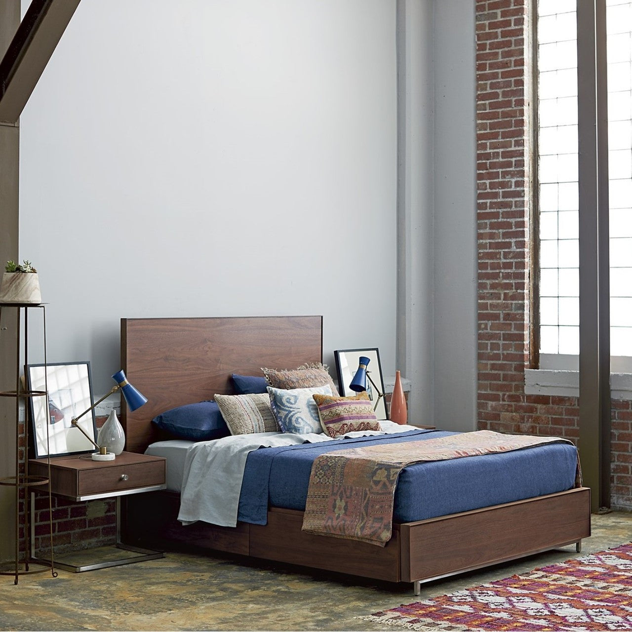 Urban Modern Walnut King Bed Frame