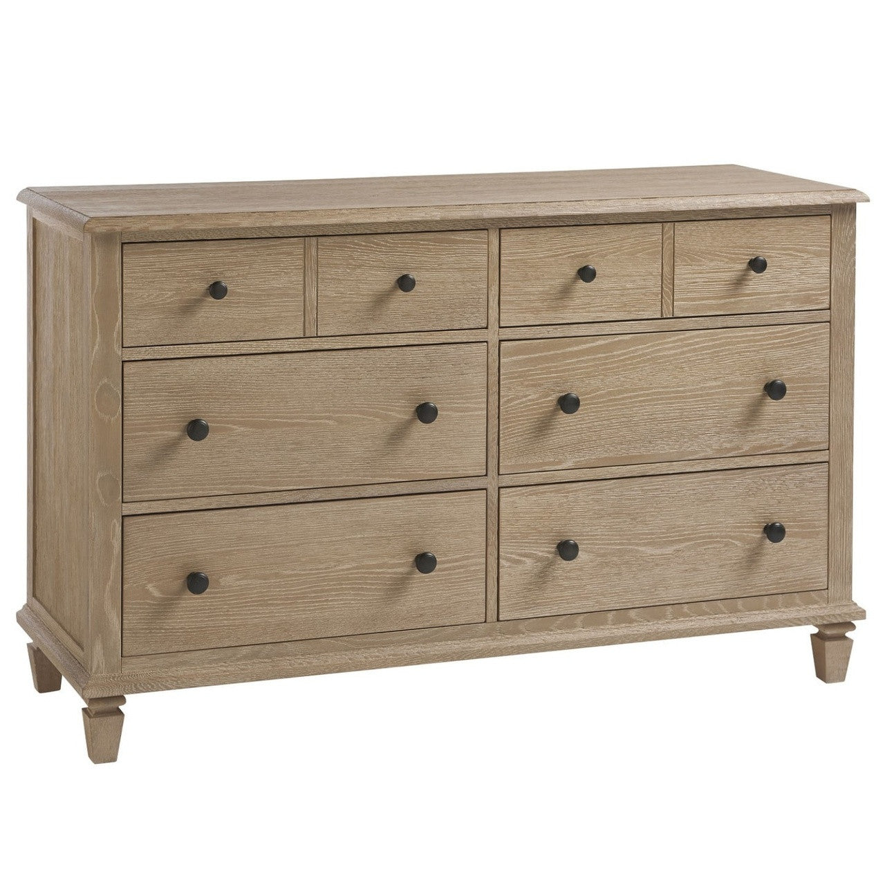 Antibes Oak Wood 6 Drawers Dresser 58"