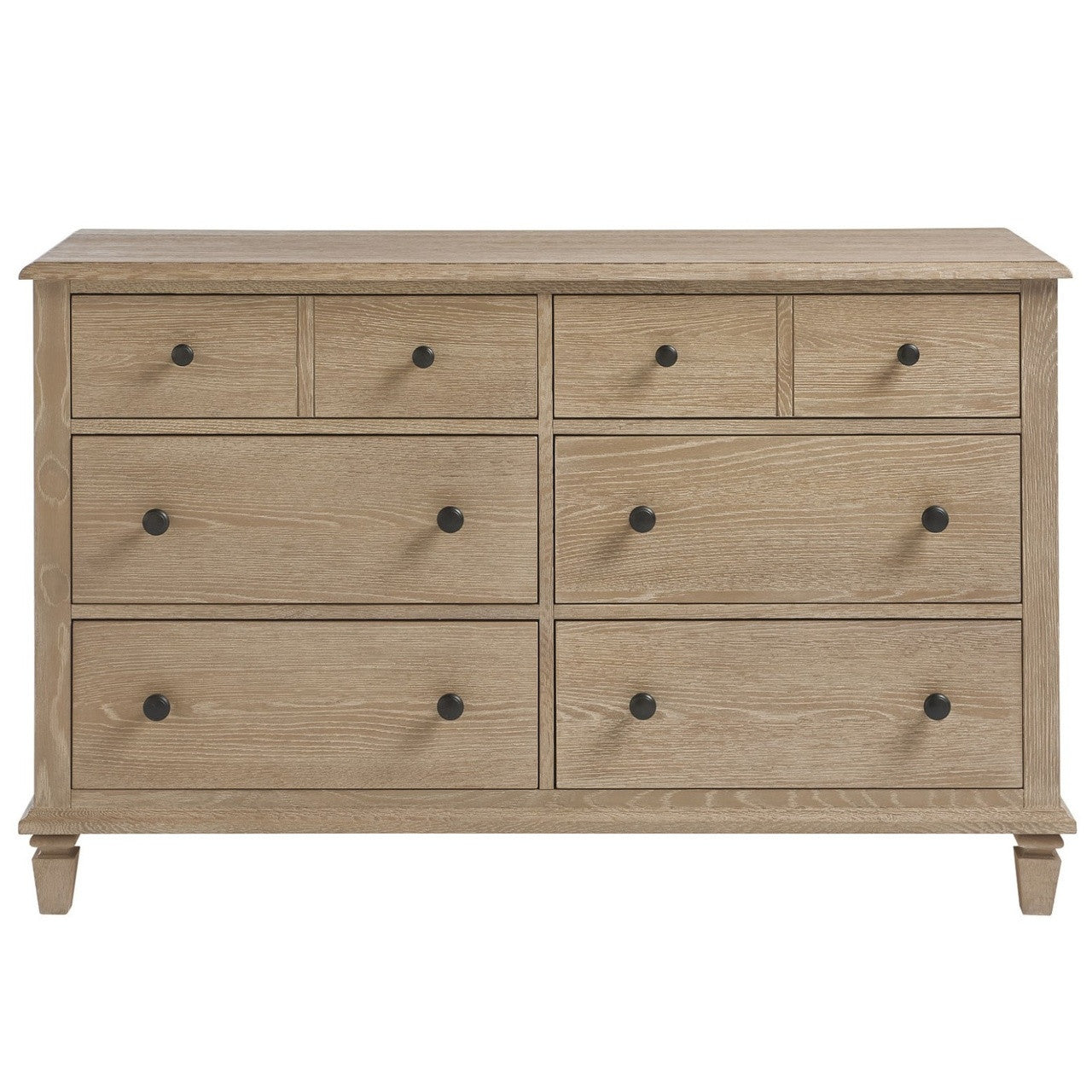 Antibes Oak Wood 6 Drawers Dresser 58"