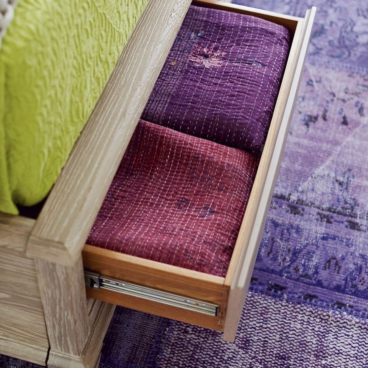 Antibes Rattan Headboard King Bed Frame with Drawers