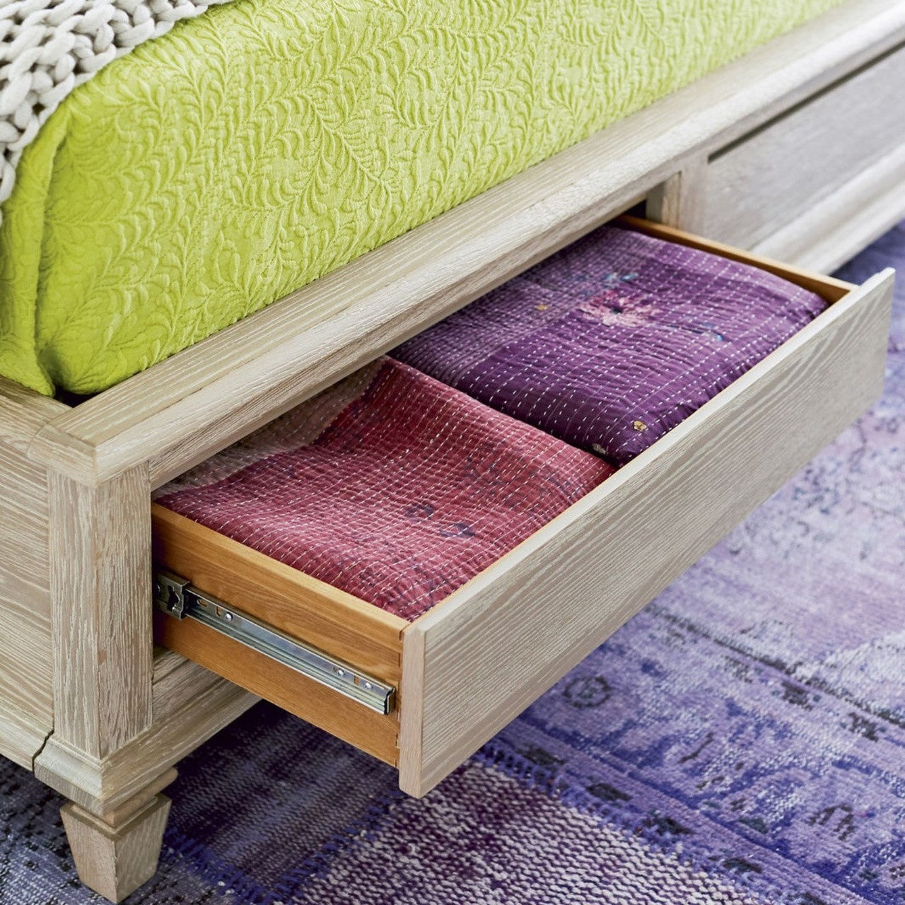 Antibes Rattan Headboard Queen Bed Frame with Storage