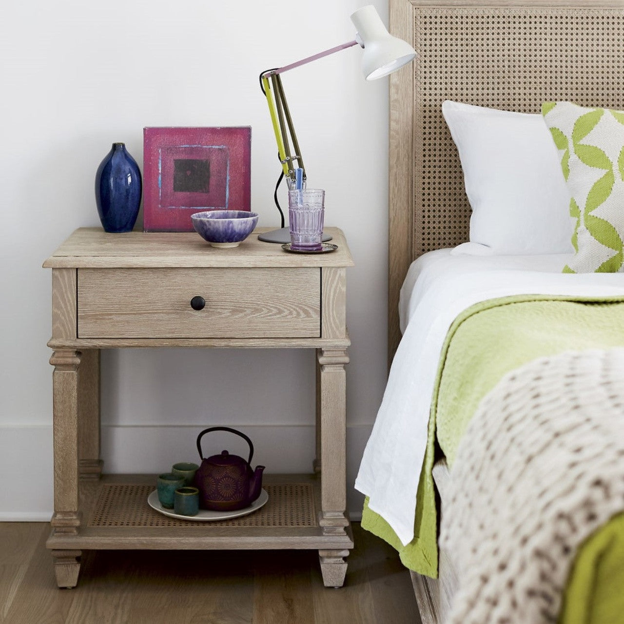 Antibes Oak Wood 1 Drawer Nightstand