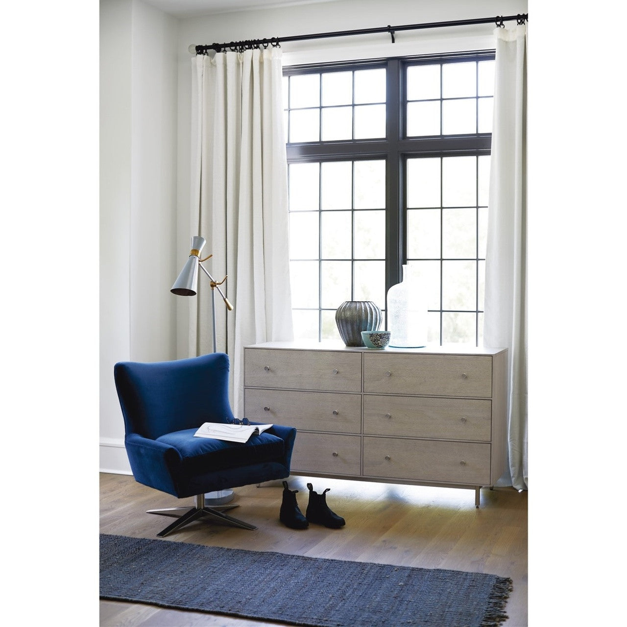 Urban Modern Mist Gray 6 Drawers Dresser 60"