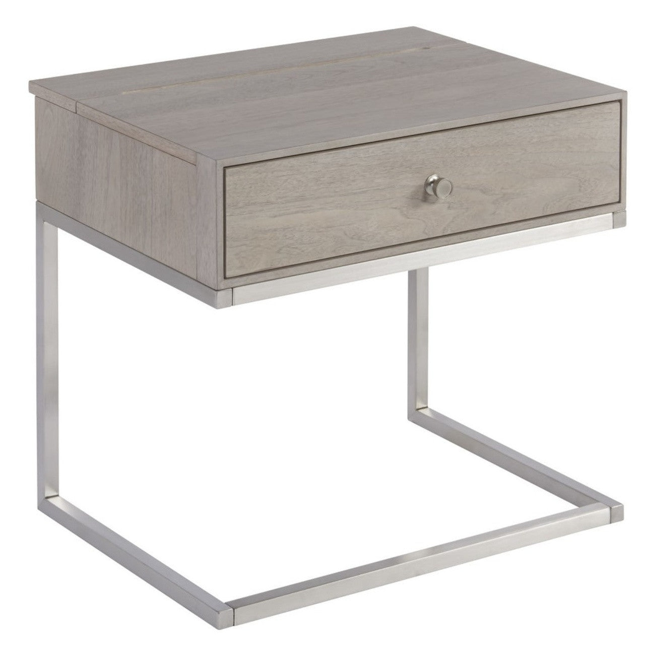 Urban Modern Mist Gray 1 Drawer Nightstand with metal legs