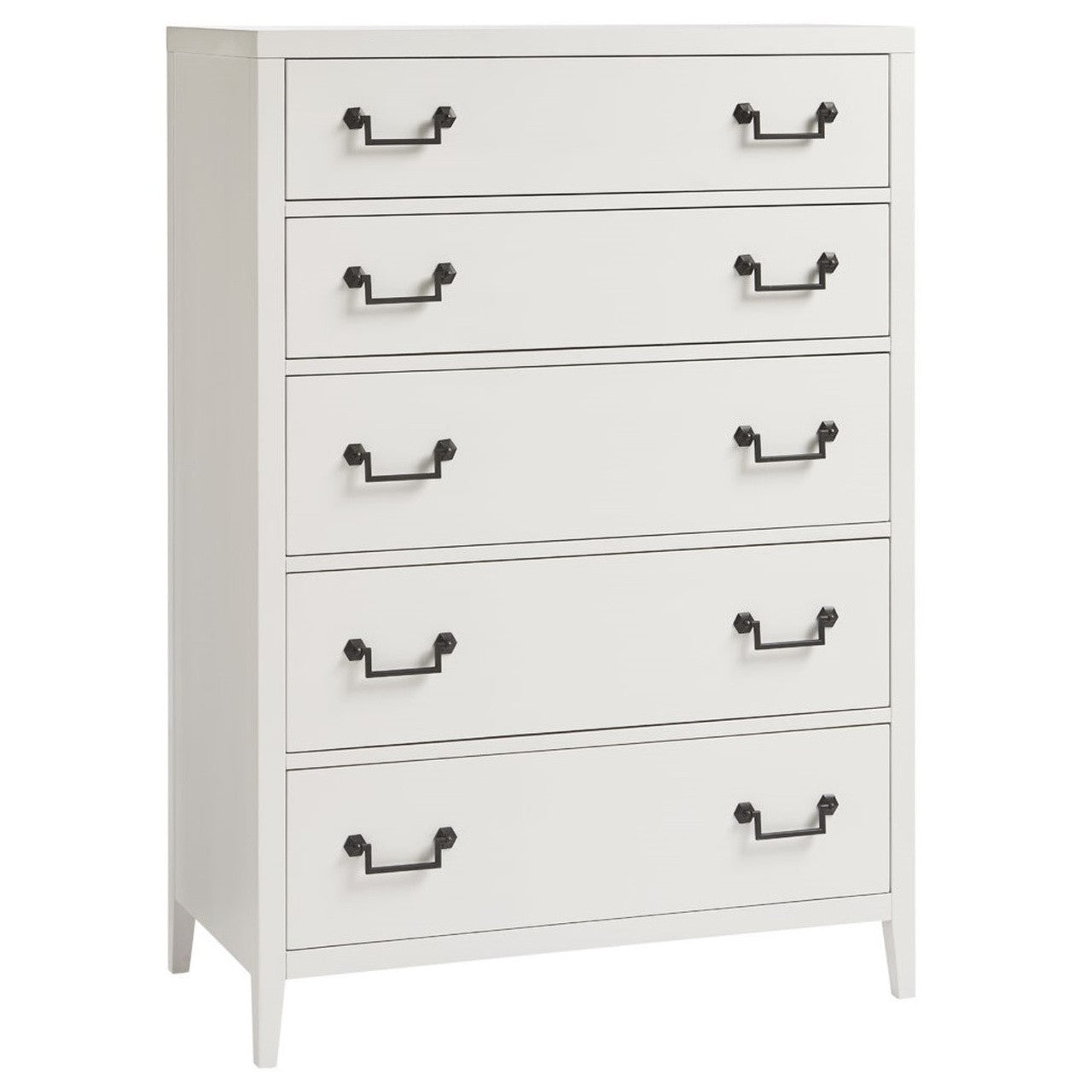 Boho Chic Modern White 5 Drawers Tall Chest