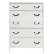 Boho Chic Modern White 5 Drawers Tall Chest