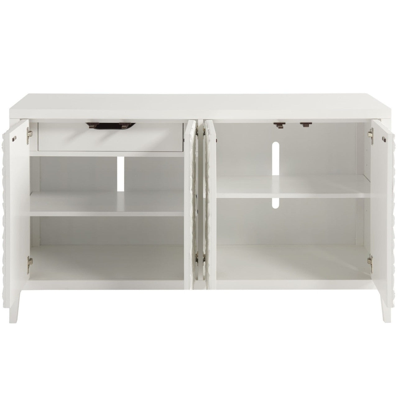 Boho Chic Carved Door White Entertainment Console