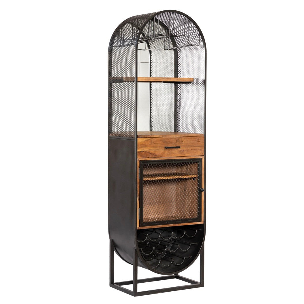 Roswell Iron and Mango Wood Industrial Bar Cabinet