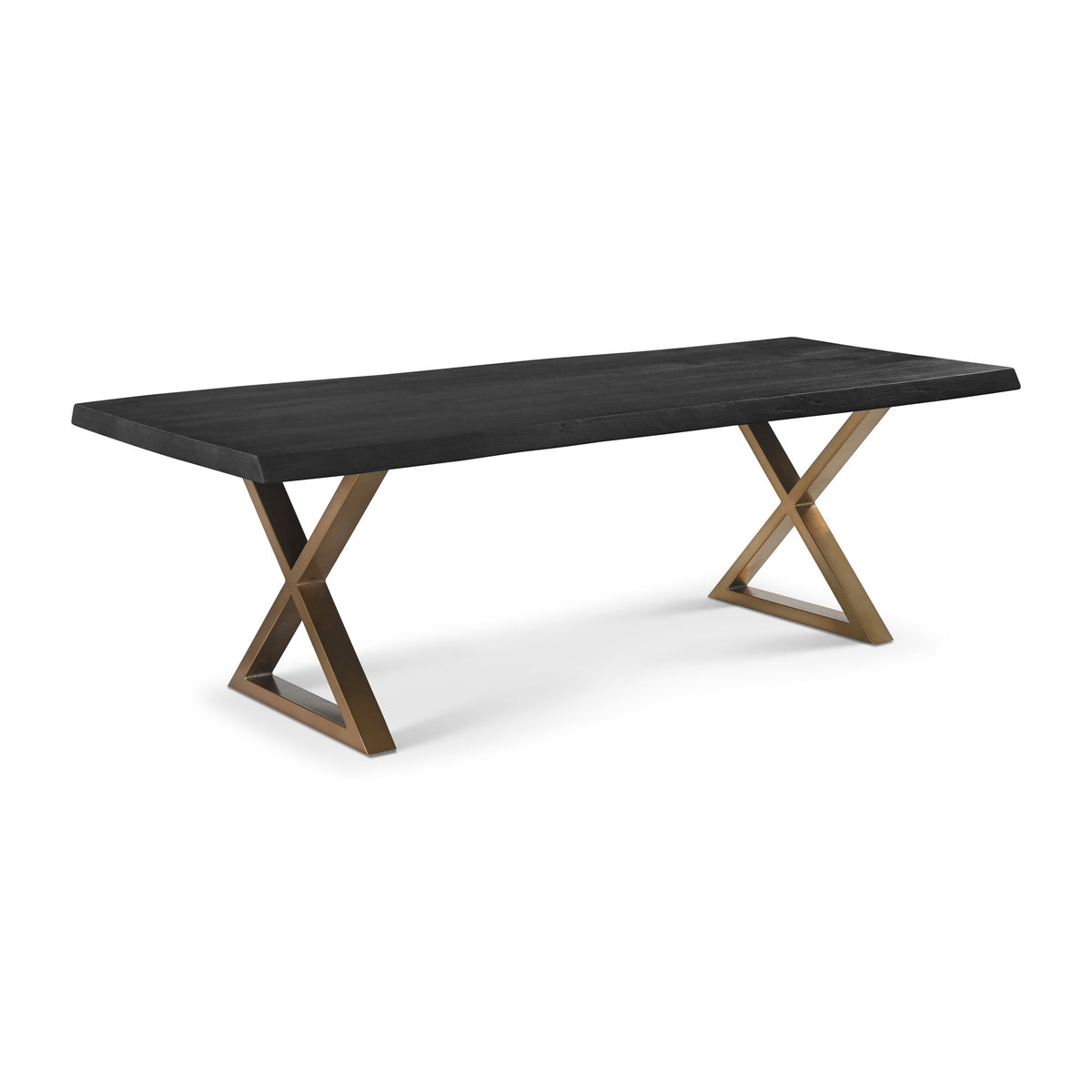 Brooks Dining Table X Base 40" x 92" Ebonized Top - Brass Base by Urbia - detail 2