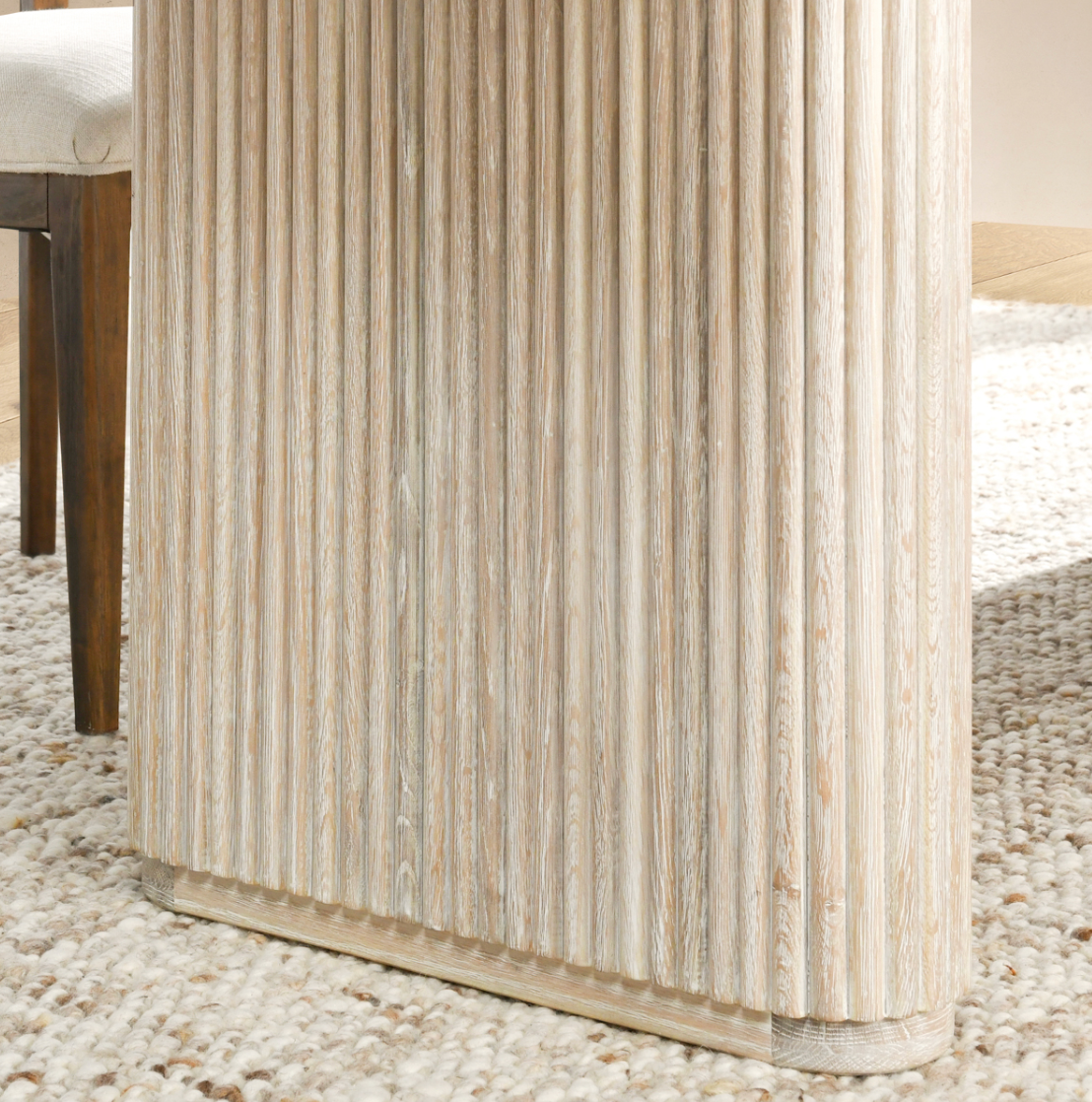 Travelle Cream Washed Oak Wood Rectangle Dining Table 84"