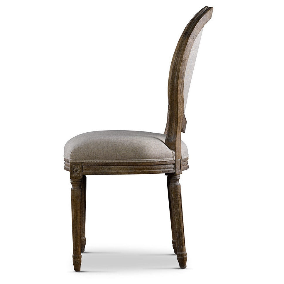 VINTAGE FRENCH ROUND FABRIC SIDE CHAIR