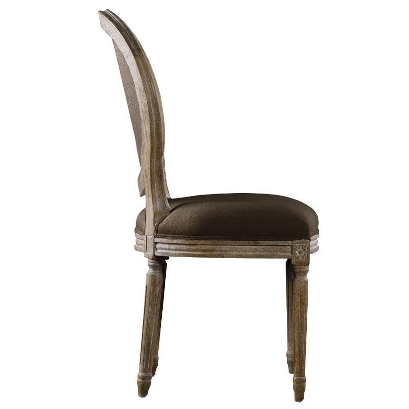 VINTAGE FRENCH ROUND FABRIC SIDE CHAIR