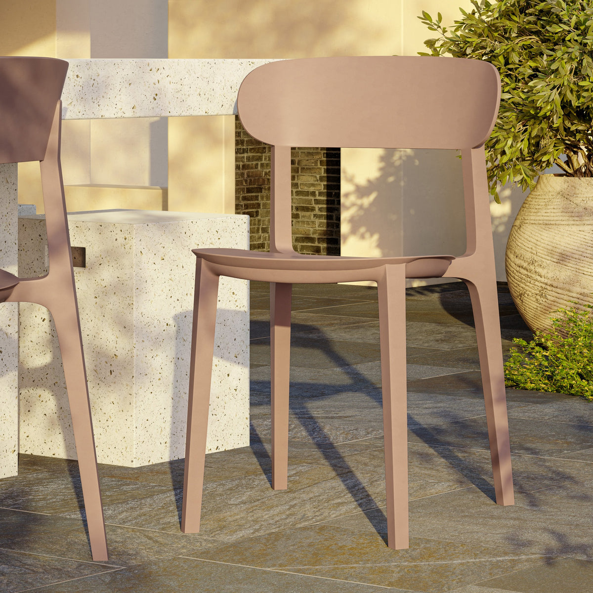 Metro Spencer Eco-Friendly Outdoor Stacking Chair Set of 4 - Dusty Rose by Urbia - detail 9