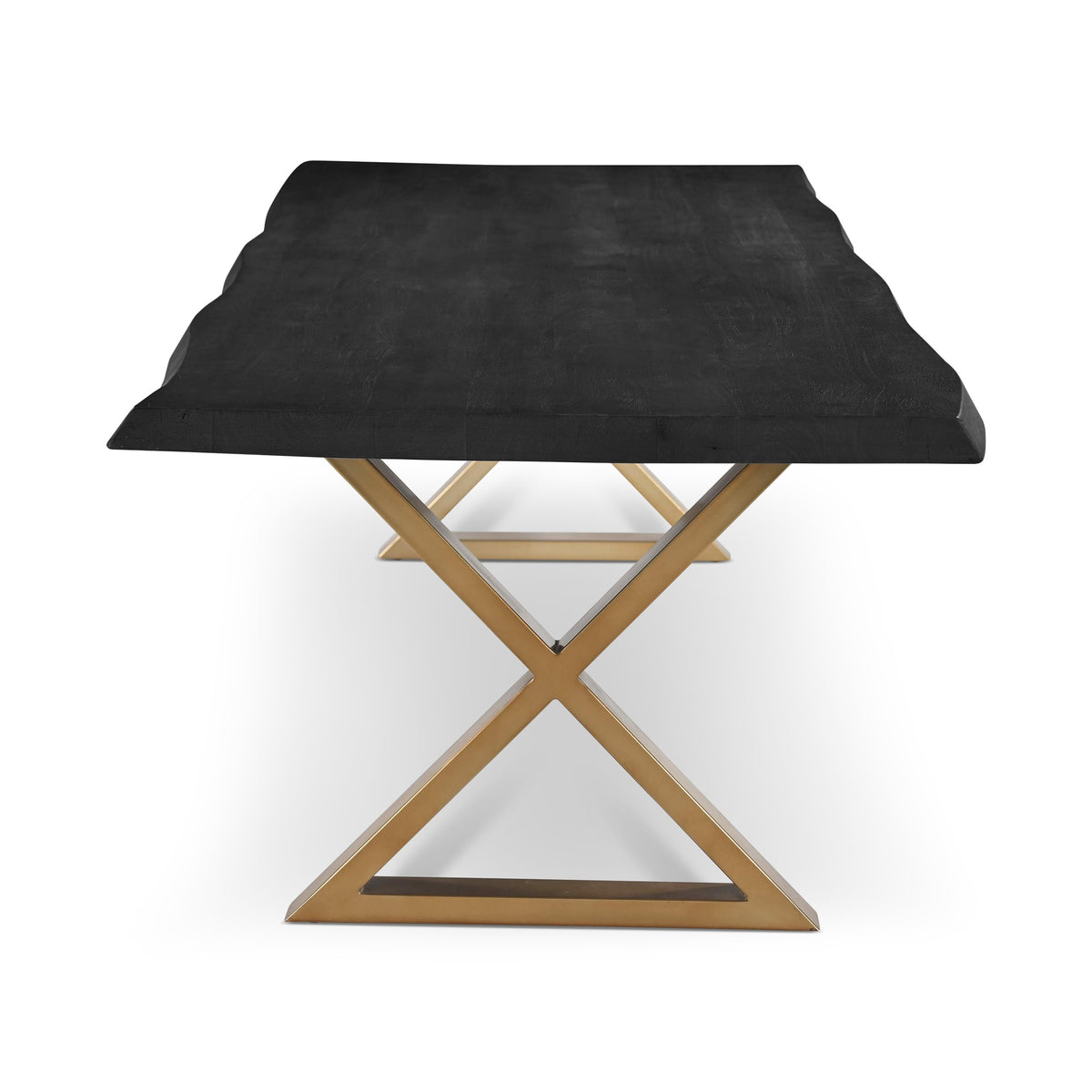 Brooks Dining Table X Base 40" x 116" Ebonized Top - Brass Base by Urbia - detail 3