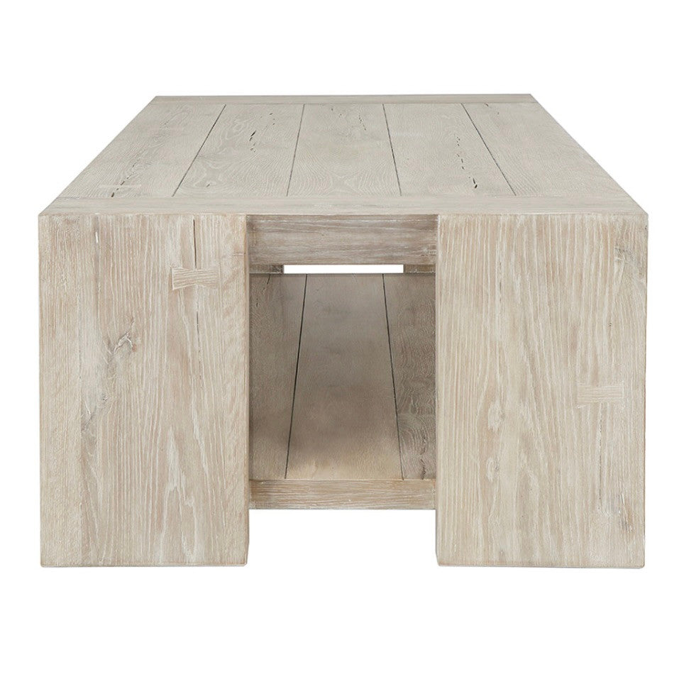 Troy Reclaimed Oak Coffee Table in Aged Cream 60"