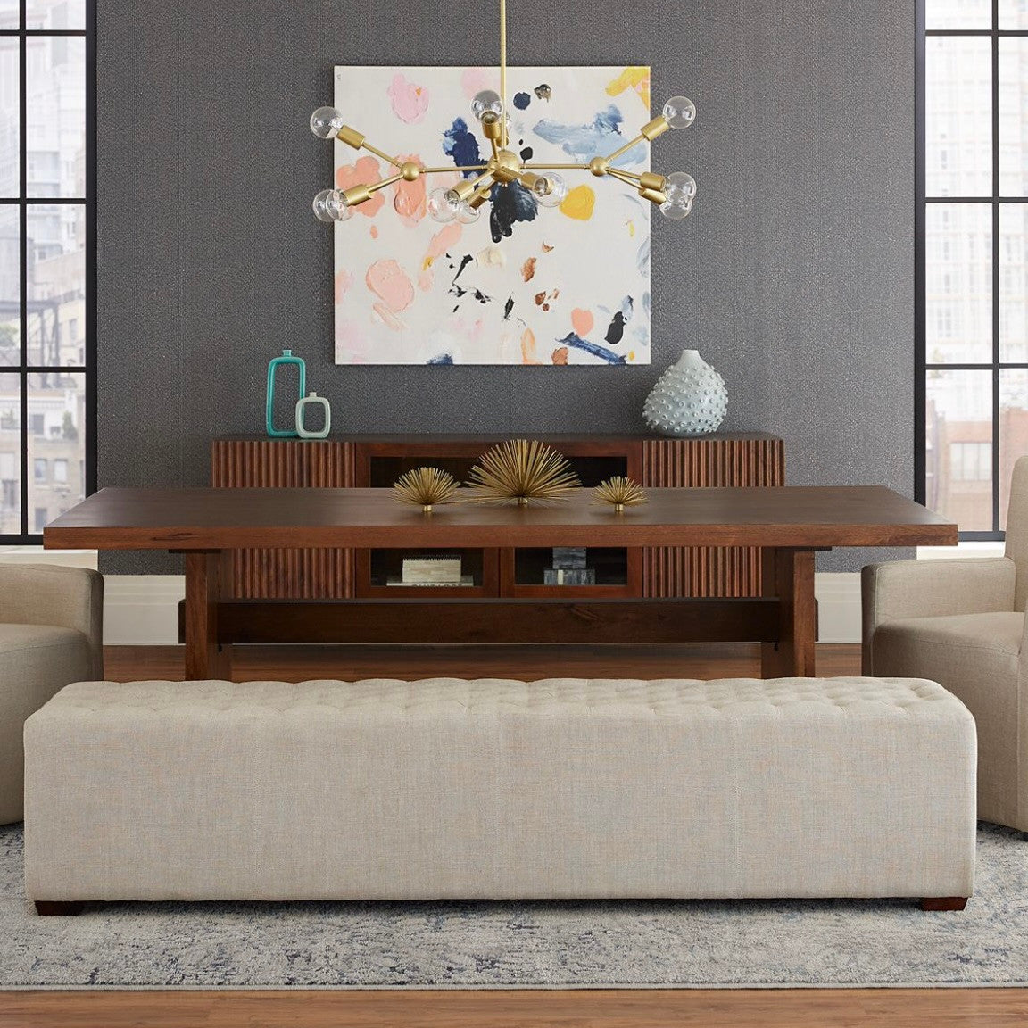 Zoey Contemporary Solid Wood Dining Table 82"