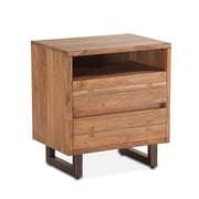Live Edge Solid Wood & Iron 2-Drawer Nightstand - Smoked Acacia