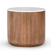 Josie Round Wood and Marble 22" End Table