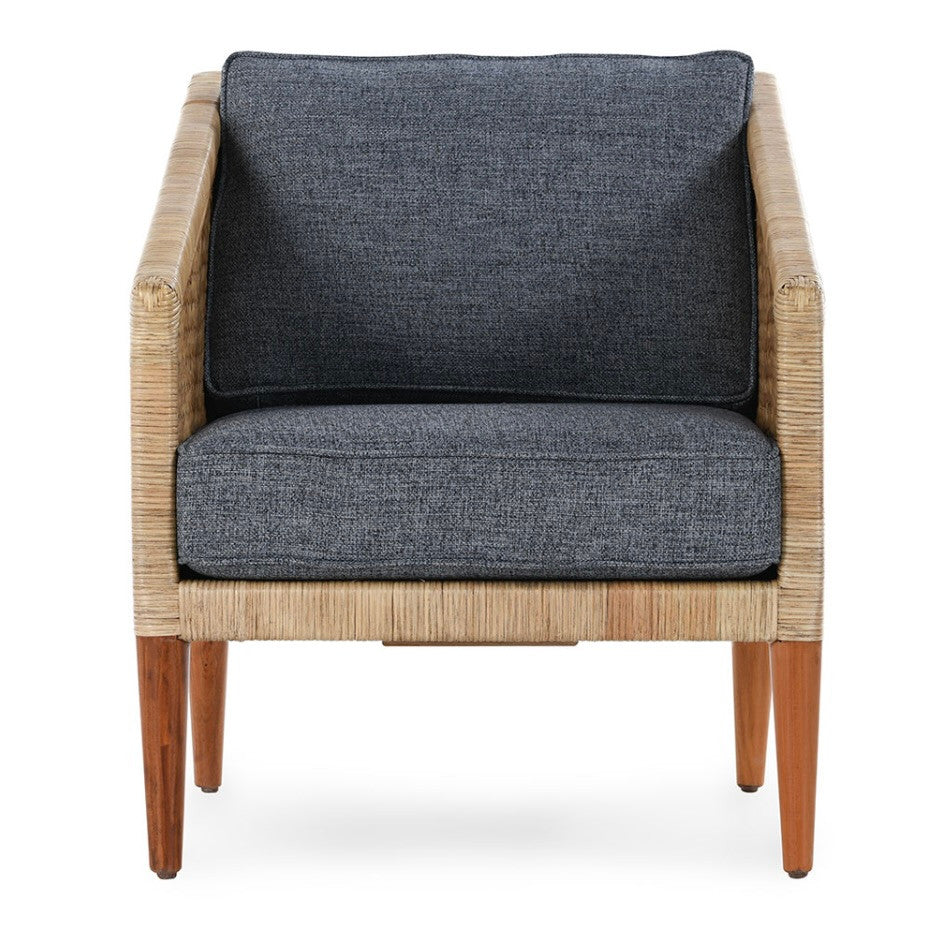 Kaitlin Rattan Accent Chair Natural/Blue