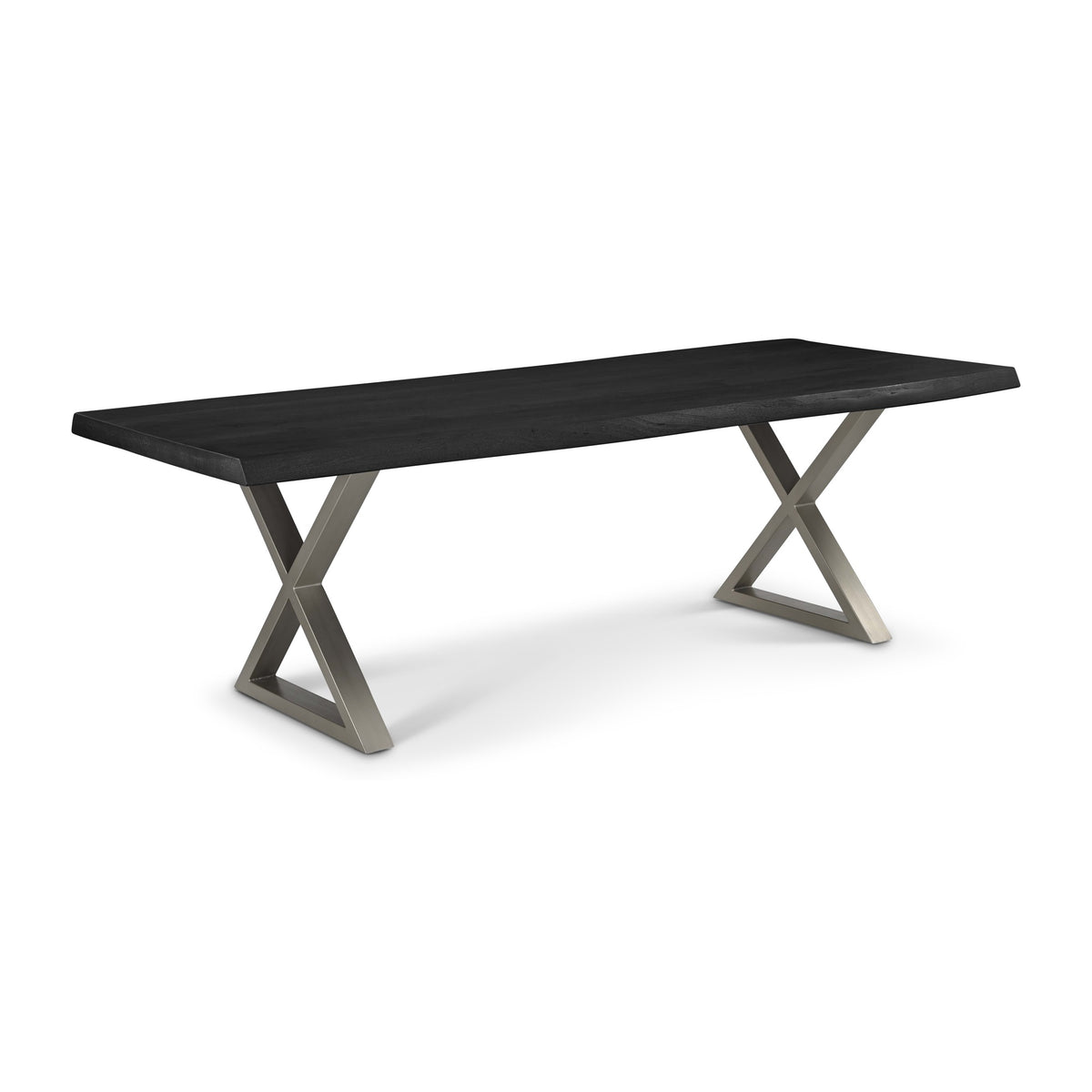 Brooks Dining Table X Base 40" x 92" Ebonized Top - Pewter Base by Urbia - detail 2