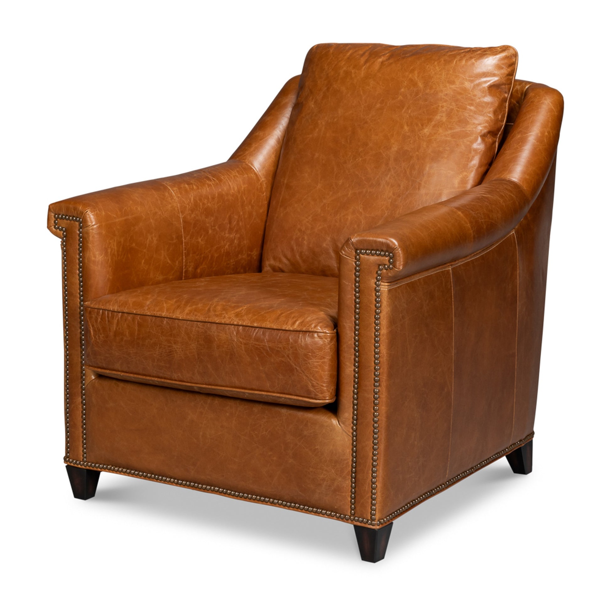 Vandike Arm Chair, Cuba Brown by Sarreid Ltd