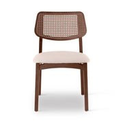 Beth Cane Dining Chair Nogal, Shimmy Cream Vinyl, Nogal Cane by Urbia - product view