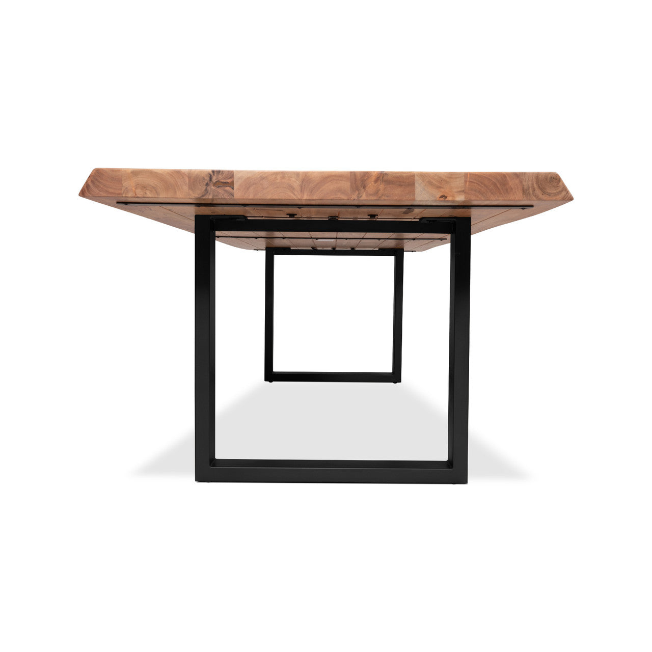 Brooks - Dining Table - U Base - 40" x 92" - Teak Top - Black Base
