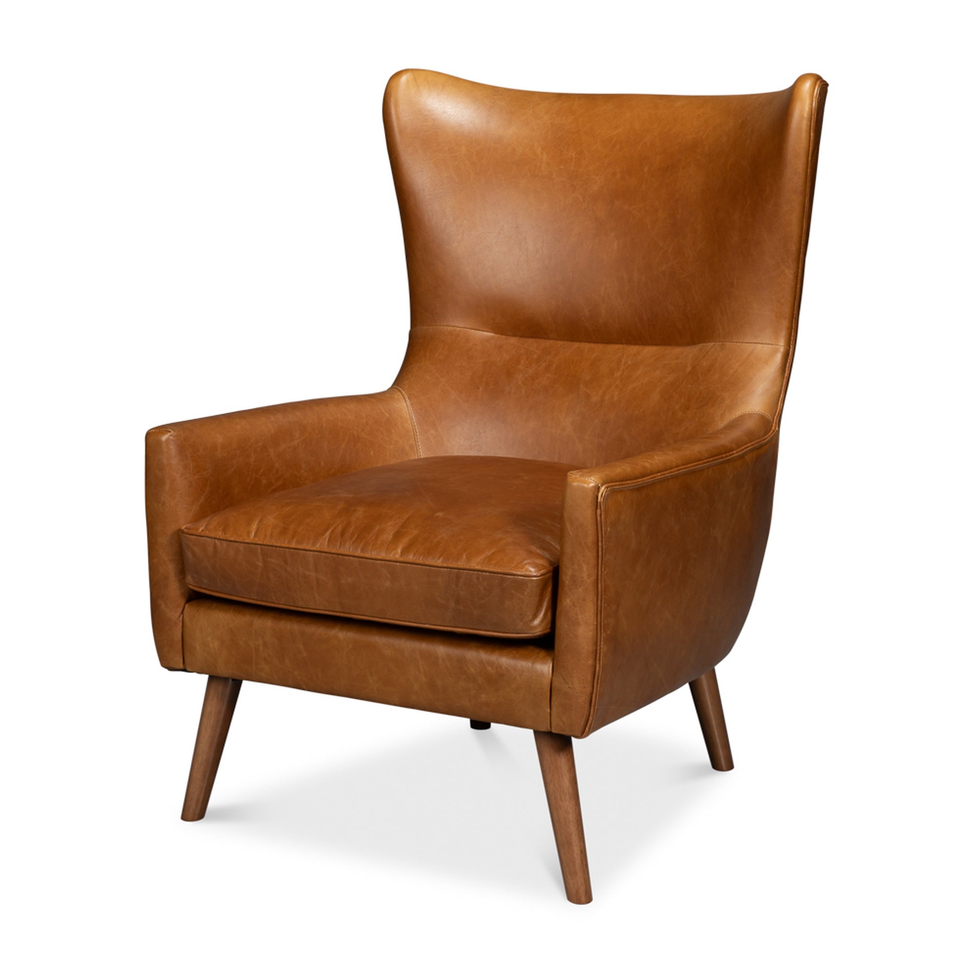 Patron Highback Leather Chair, Brown by Sarreid Ltd