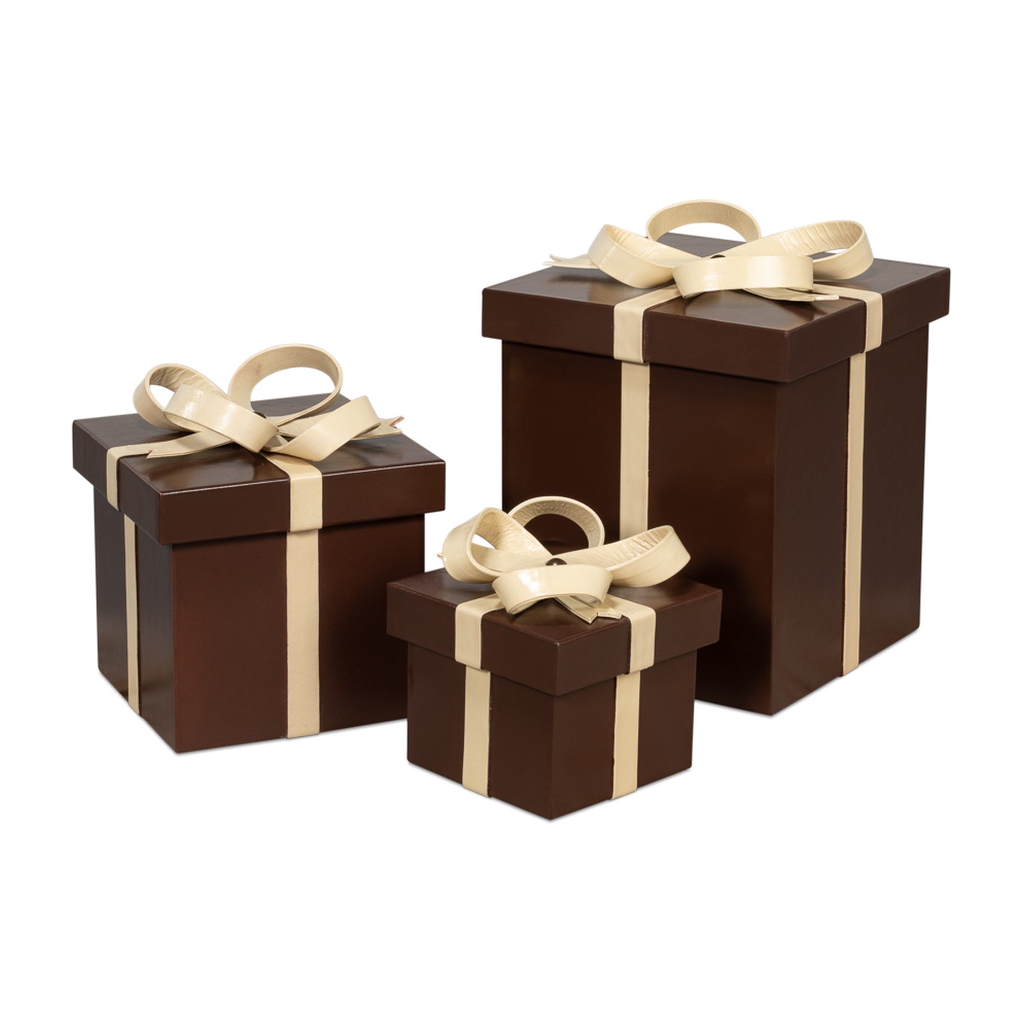 Ferrell Leather Holiday Boxes,S/3,Choco by Sarreid Ltd