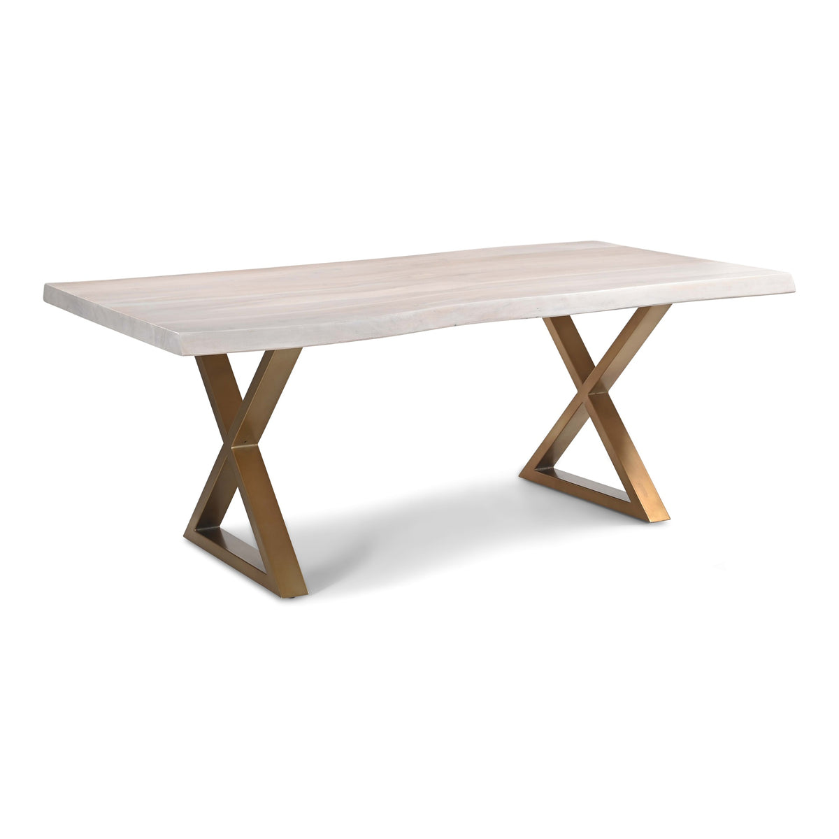 Brooks Dining Table X Base 40" x 79" White Wash Top - Brass Base by Urbia - detail 2