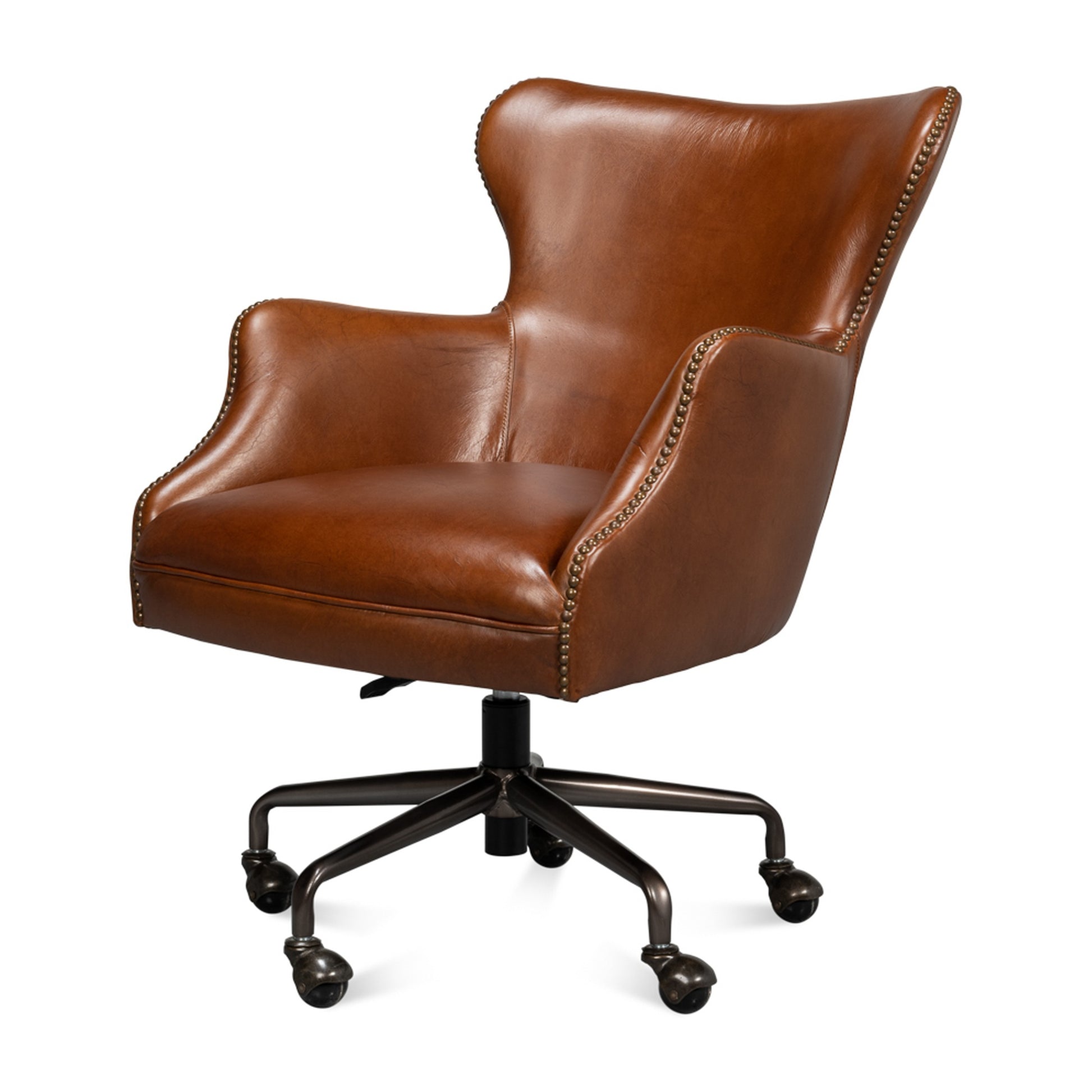Andrew Jackson Desk Chair,Havana Leather by Sarreid Ltd
