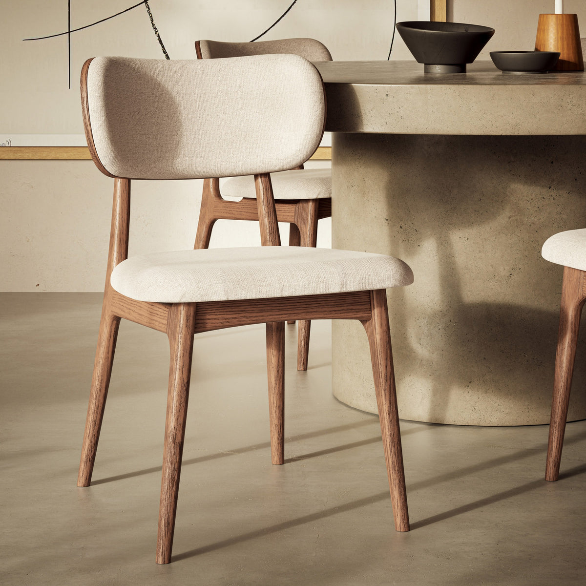 Modern Brazilian Claudia Side Chair Harvest Natural Upholstery - Nogal Frame by Urbia - detail 8