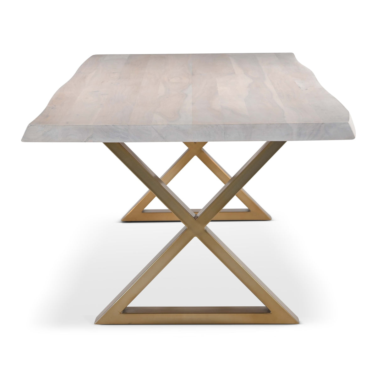 Brooks Dining Table X Base 40" x 79" White Wash Top - Brass Base by Urbia - detail 3