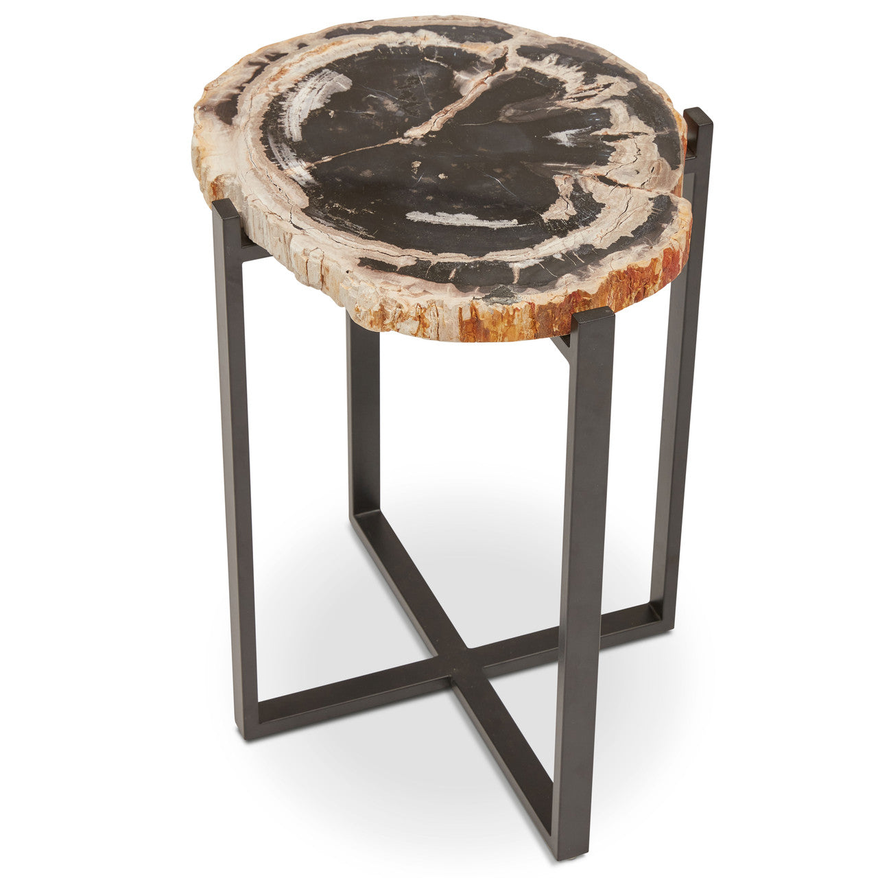 Relique - Milo End Table - Black Frame - Natural Dark Top