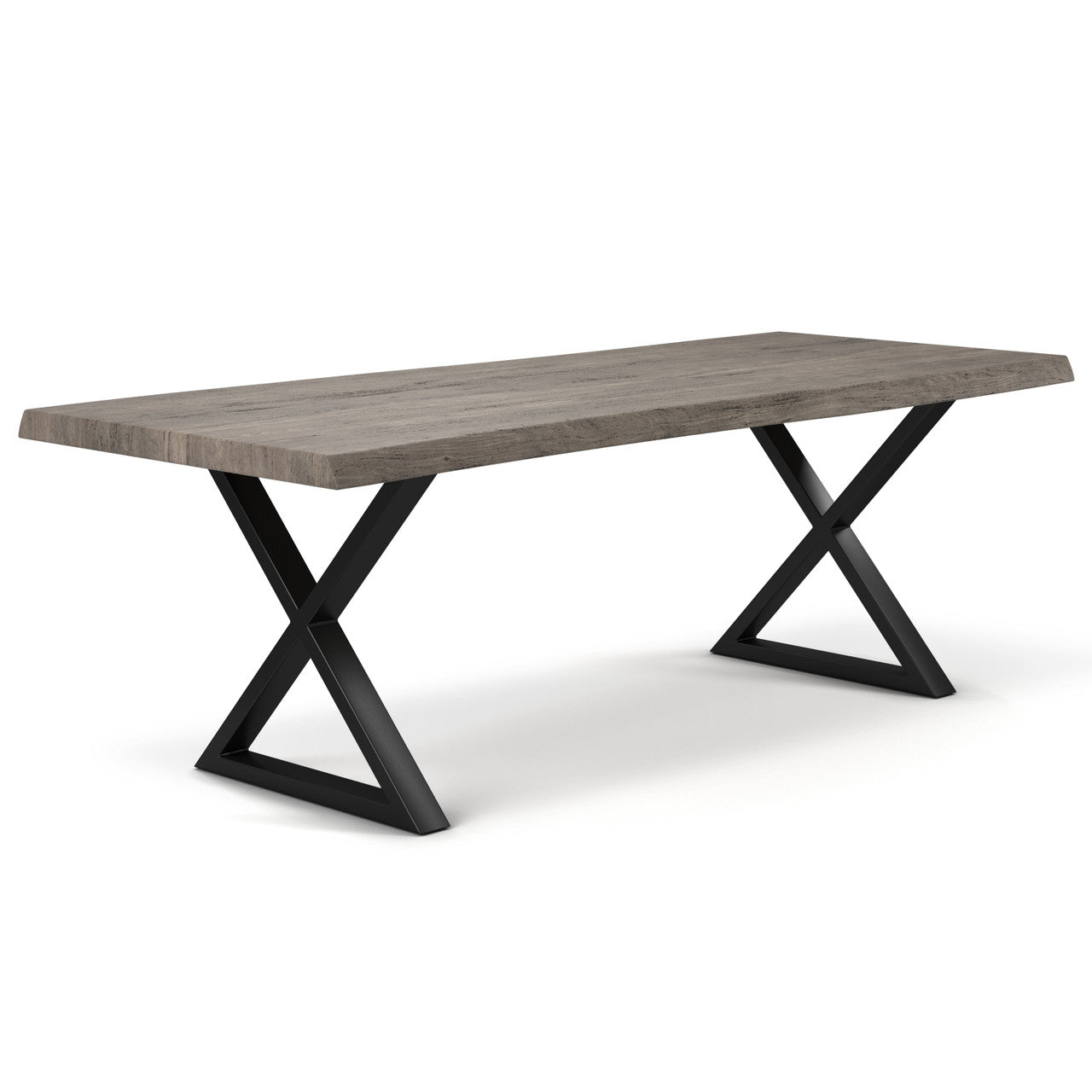 Brooks - Dining Table - X Base - 40" x 79" - Sandblasted Grey Top - Black Base
