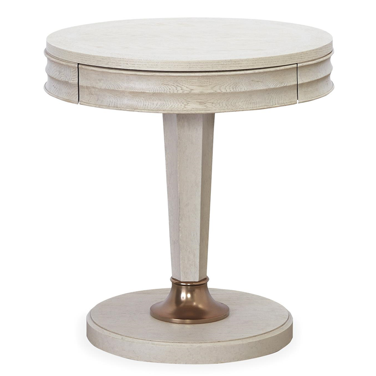 California Rustic Oak 1 Drawer Round End Table