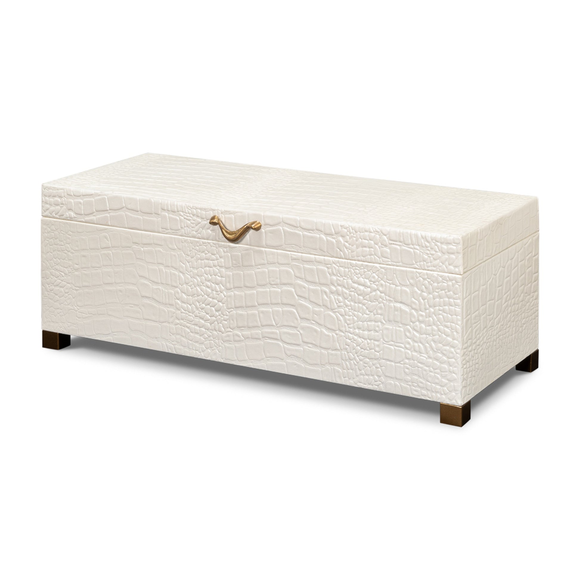 Lyle Leather Box, Pearl by Sarreid Ltd