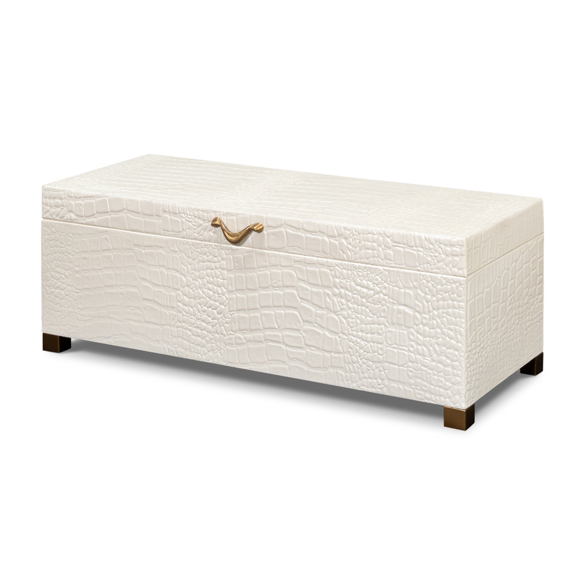 Lyle Leather Box, Pearl by Sarreid Ltd